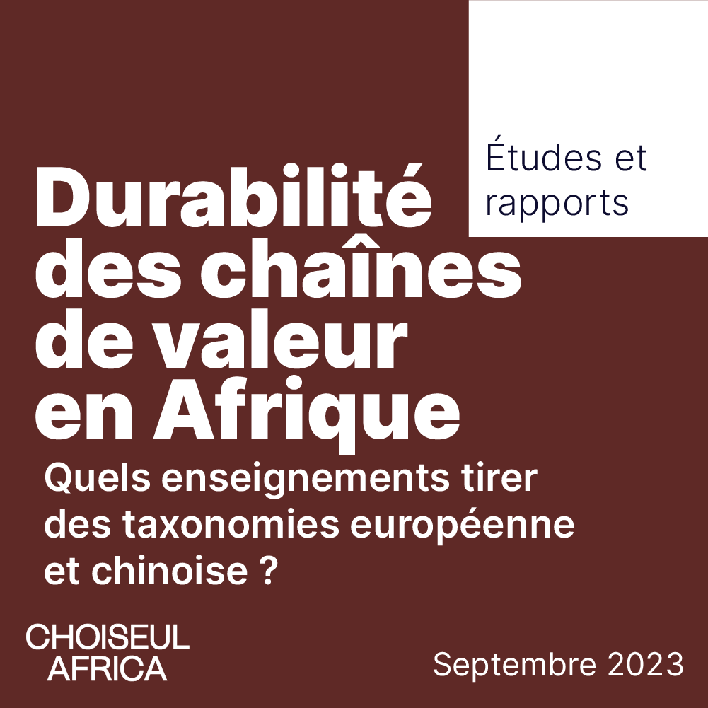 Durabilité des chaînes de valeurs en Afrique : quels enseignements tirer des taxonomies européenne et chinoise ?
